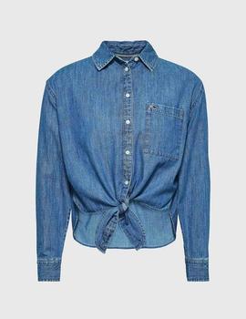 Camisa Tommy Jeans Front Tie Chambray azul mujer