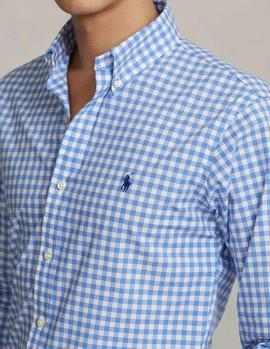 Camisa Ralph Lauren Custom Fit Cuadros azul hombre