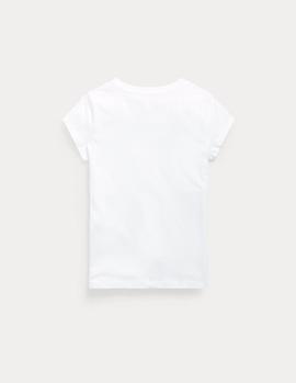 Camiseta Ralph Lauren Cotton Jersey blanco niña