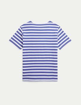 Camiseta Ralph Lauren Cotton Jersey Stripes azul niño