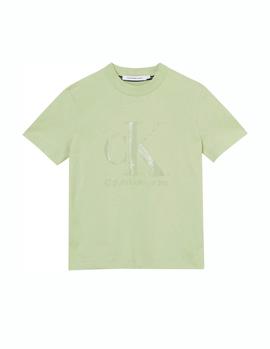 Camiseta CK Jeans Gel Monogram verde mujer