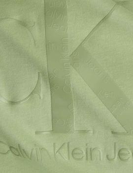 Camiseta CK Jeans Gel Monogram verde mujer