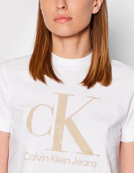Camiseta CK Jeans Gel Monogram blanco mujer