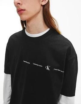 Camiseta CK Jeans Repeat Logo negro hombre
