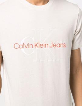 Camiseta CK Jeans Two Tone Monogram crudo hombre