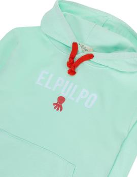 Felpa elPulpo Logo Embroidery Hoodie verde niño