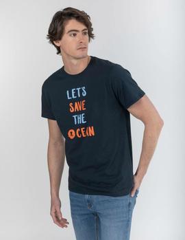 Camiseta elPulpo Orange Stitching marino hombre