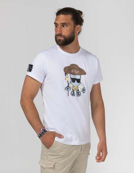 Camiseta elPulpo Colección Camino KM 7 blanco hombre