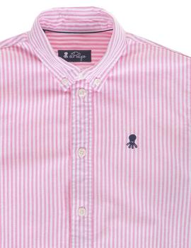 Camisa elPulpo Pinpoint Rayas rosa niño