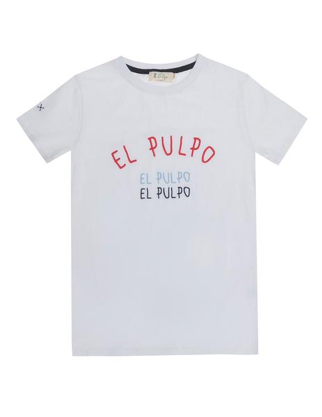 Camiseta elPulpo Handwritten blanco niño