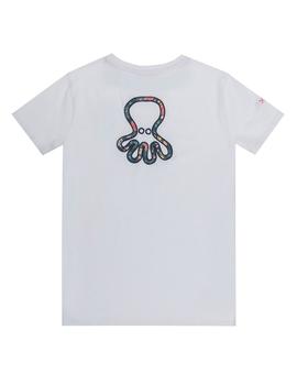 Camiseta elPulpo Preppy Flower blanco niño