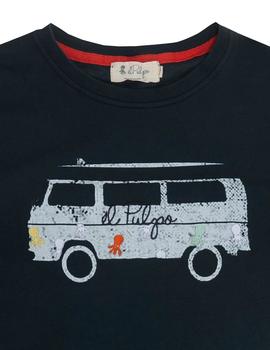 Camiseta elPulpo Sixties marino niño