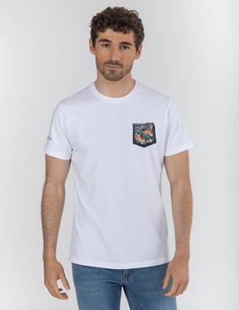 Camiseta elPulpo Flower Pocket blanco hombre