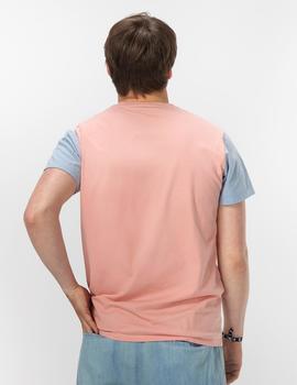 Camiseta elPulpo Colourful Colour Block coral hombre