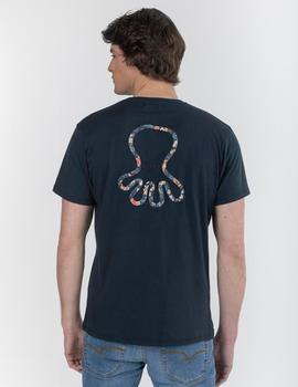 Camiseta elPulpo Preppy Flower back marino hombre
