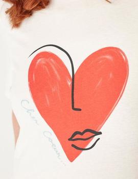 Camiseta Naf Naf Corazón crudo mujer