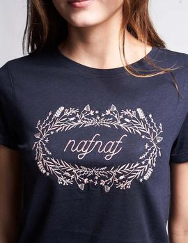 Camiseta Naf Naf Logo Bordado marino mujer
