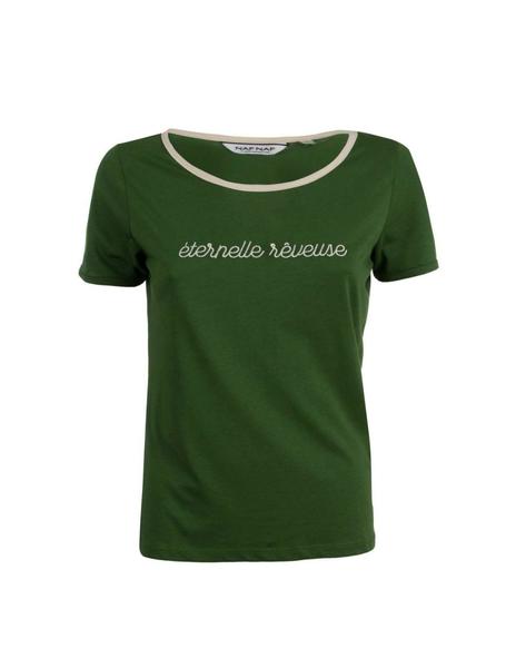 Camiseta Naf Naf Texto verde mujer