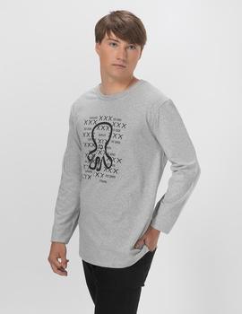 Camiseta elPulpo Mercury Long Sleeve gris hombre