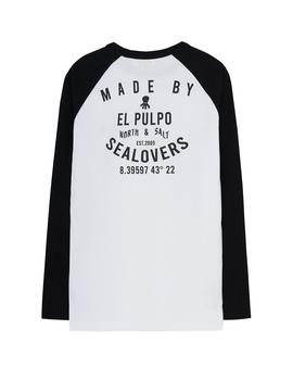 Camiseta elPulpo Raven Long Sleeve blanco niño