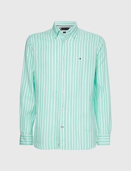 Camisa Tommy Hilfiger Natural Soft Stripe verde hombre