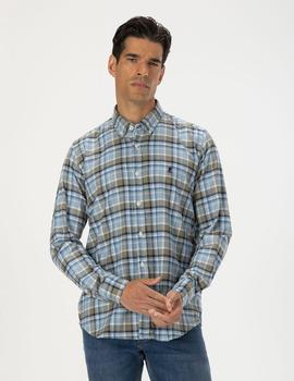 Camisa elPulpo Cross Check Flannel gris multi hombre