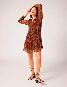 Vestido Naf Naf Print Leopardo marrón mujer