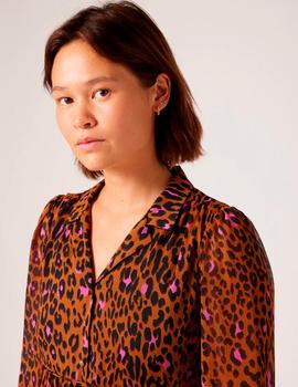 Vestido Naf Naf Print Leopardo marrón mujer