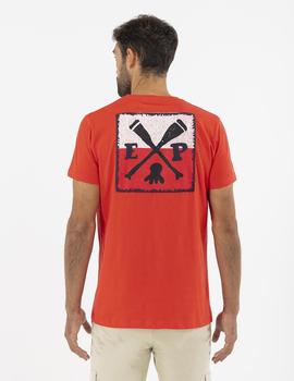 Camiseta elPulpo Stitched Flag rojo delavé hombre