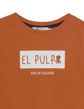 Camiseta elPulpo Square terracota niño