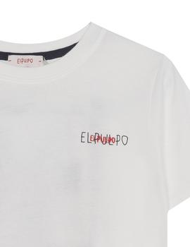 Camiseta elPulpo Stitched Flag blanco roto niño