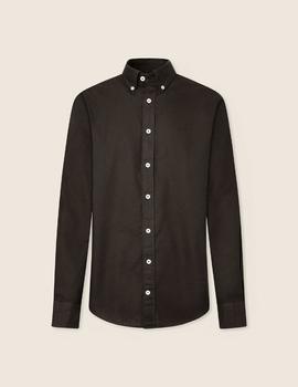 Camisa Hackett Garment Dyed Oxford negro hombre