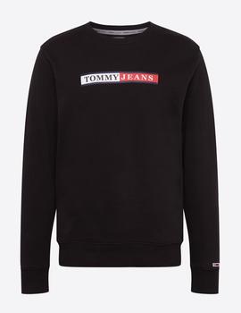 Sudadera Tommy Jeans Essential Graphic Crew negro hombre