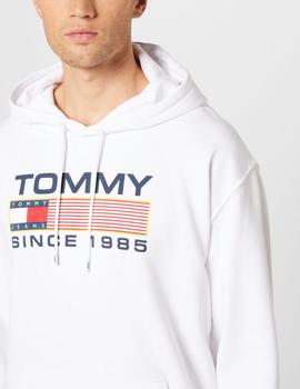Sudadera Tommy Jeans Athletic Logo Hoodie blanco hombre