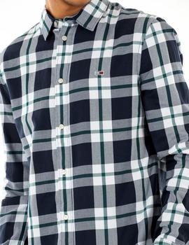 Camisa Tommy Jeans Essential Check marino hombre