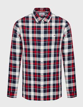 Camisa Tommy Jeans Essential Check rojo hombre