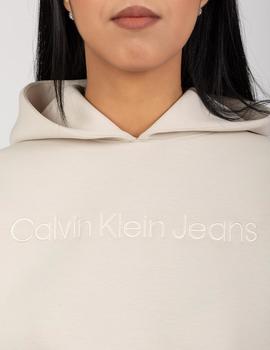 Sudadera CK Jeans Embroidery Spacer Hoodie beige mujer