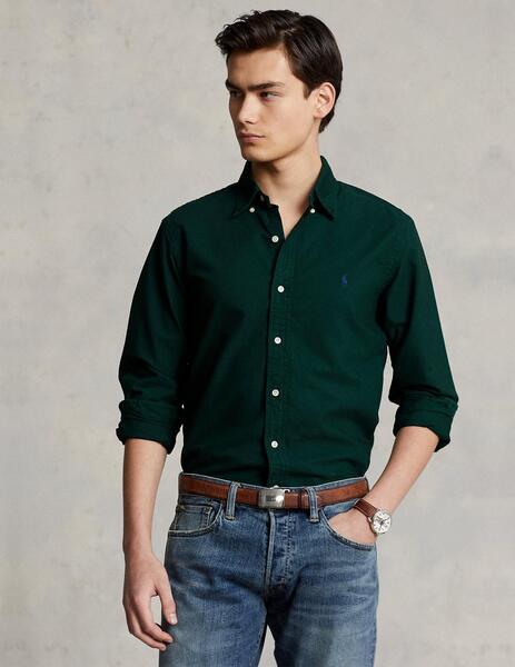 Camisa Ralph Lauren Garment-Dyed Oxford verde hombre