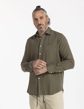 Camisa elPulpo Lino Tintado verde hombre