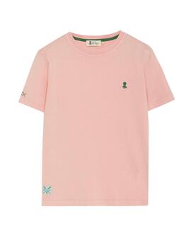 Camiseta elPulpo Basic Logo rosa delavé niño
