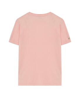 Camiseta elPulpo Basic Logo rosa delavé niño