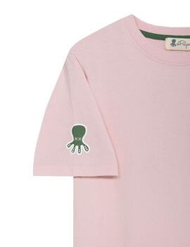 Camiseta elPulpo Back Logo rosa niño