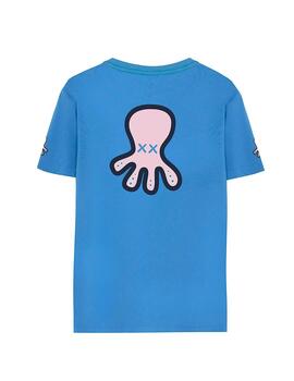 Camiseta elPulpo Back Logo azul medio niño