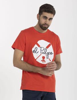 Camiseta elPulpo New Colour Splash rojo delavé hombre