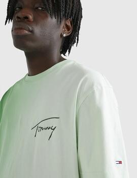 Camiseta Tommy Jeans Dip Dye Signature verde hombre
