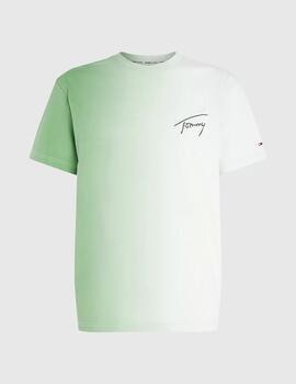 Camiseta Tommy Jeans Dip Dye Signature verde hombre