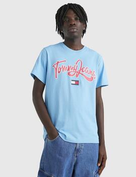 Camiseta Tommy Jeans College Pop Text azul hombre