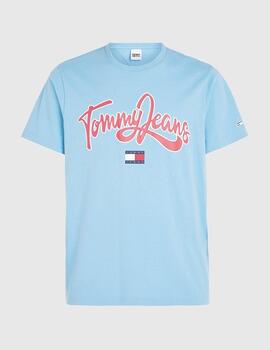 Camiseta Tommy Jeans College Pop Text azul hombre