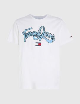 Camiseta Tommy Jeans College Pop Text blanco hombre