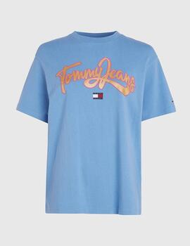 Camiseta Tommy Jeans Metallic Logo azul mujer